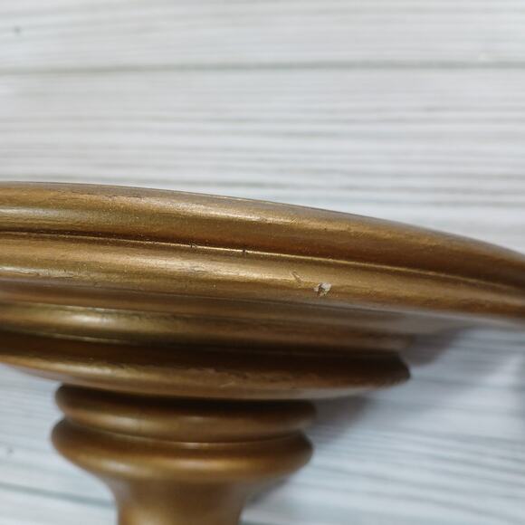One Vintage Gold Tone Wood Wall Sconce Shelf, 8" Floating Knick Knack Display - Picture 2 of 9